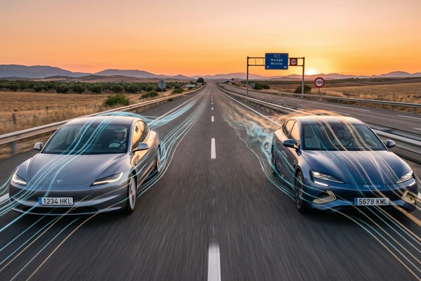 Tesla y BYD a 120 km/h: lo que dicen los tests en frío, calor y con neumáticos distintos