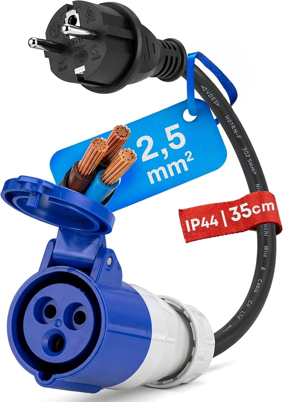 Adaptador CEE Schuko a Enchufe CEE 35 cm