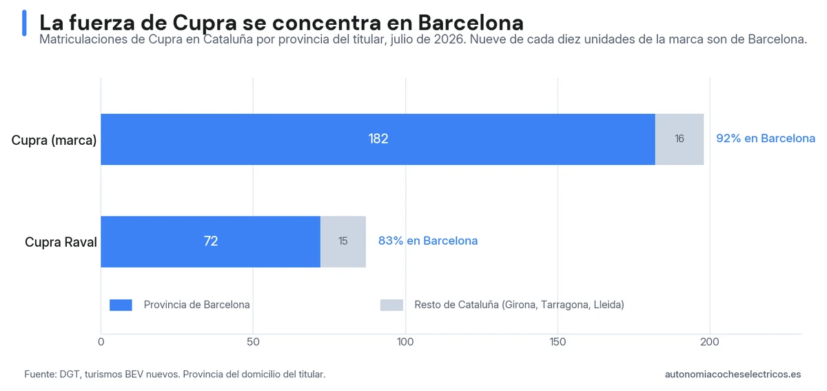 182 de 198 unidades de Cupra (92%) y 72 de 87 del Raval (83%) son de la provincia de Barcelona
