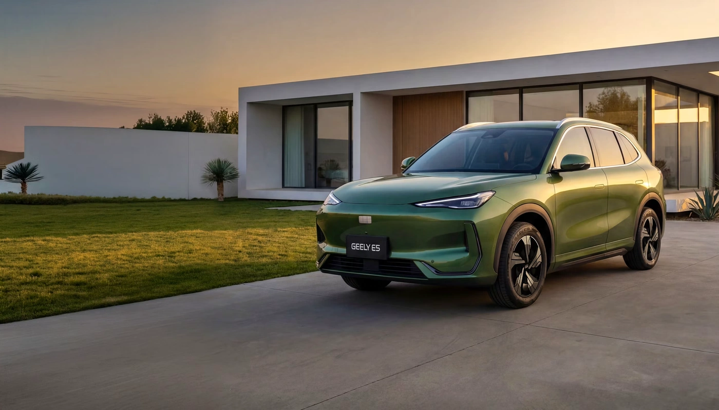 Geely E5 - Contexto Entorno Real Contexto Aparcado Exterior Frontal Izquierda