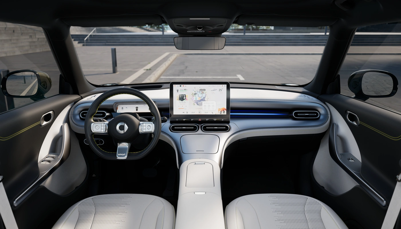 Smart 1 - Interior Salpicadero Interior Asientos Delanteros Interior Pantalla Central Interior Volante