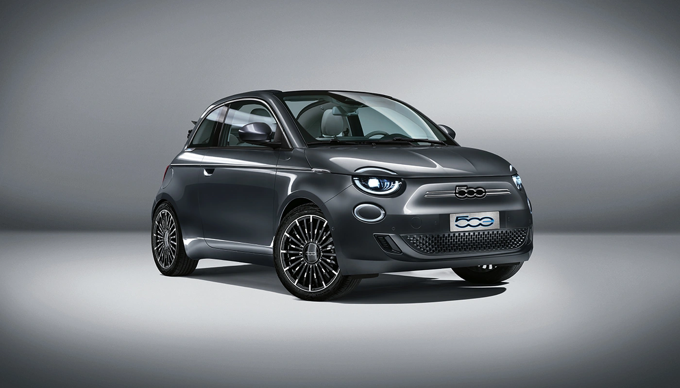 Fiat 500e Cabrio - Contexto Estudio Exterior Frontal Derecha