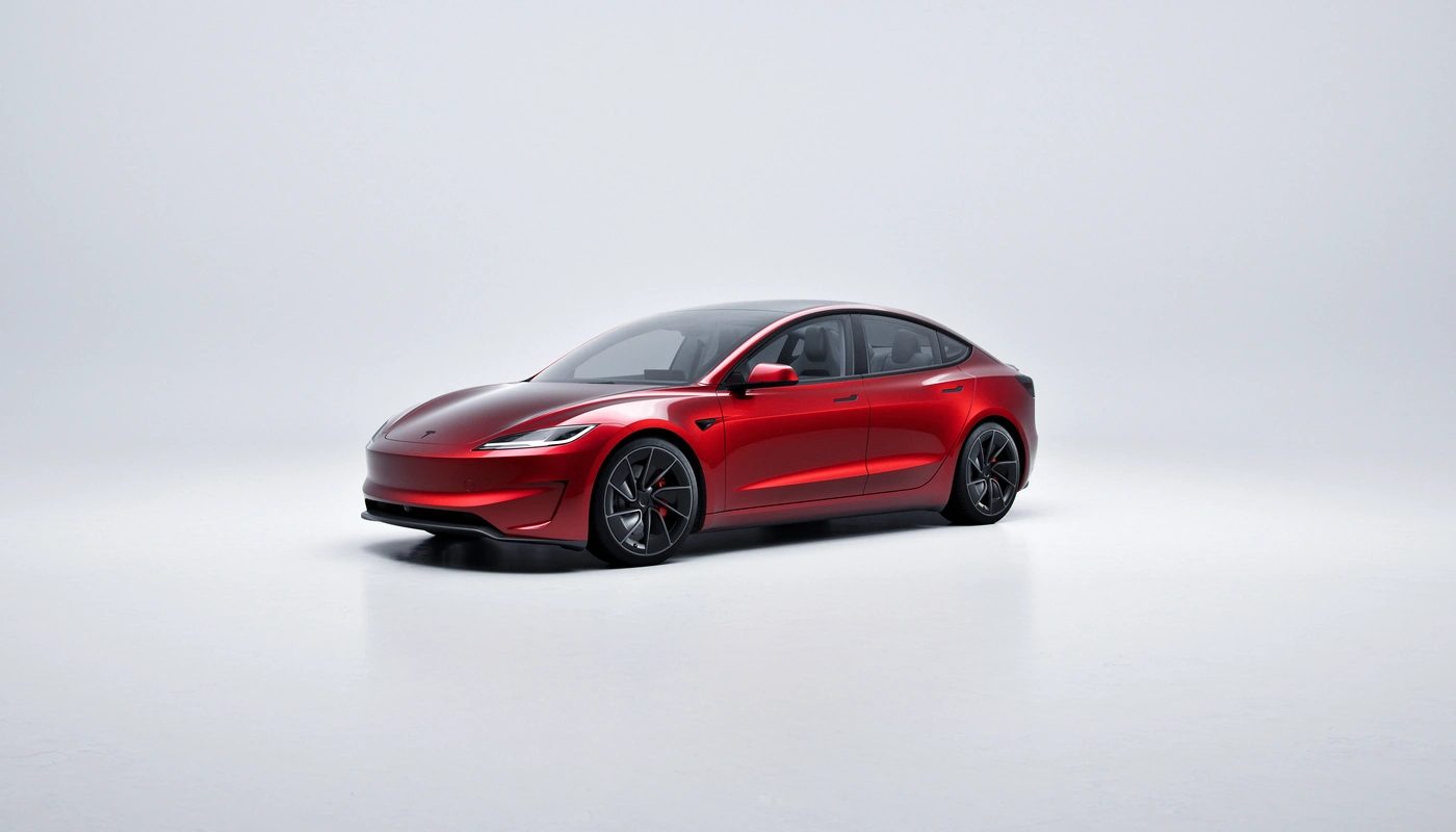 Tesla Model 3 Performance Con Traccion A Las Cuatro Ruedas - Contexto Estudio Contexto Aparcado Exterior Lateral Izquierda